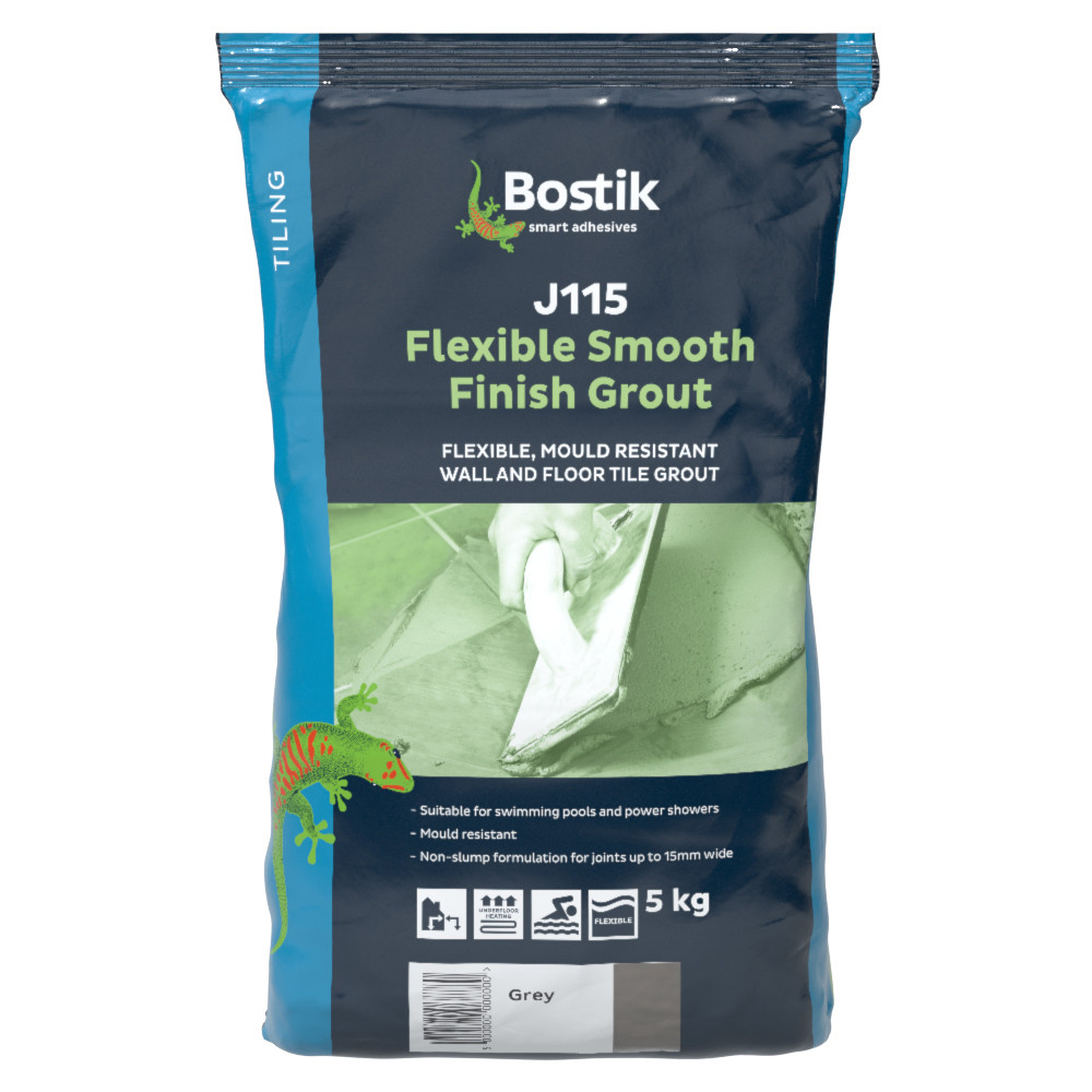 Bostik J115 Flexible Smooth Finish Wall & Floor Tile Grout Grey 5kg