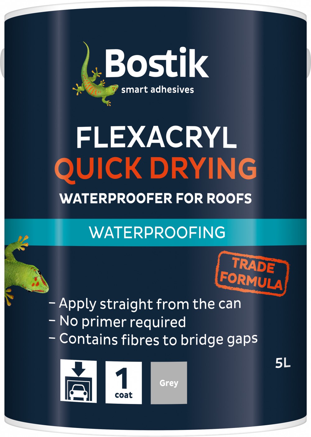 Bostik Flexacryl Quick Drying Waterproofer Grey 5ltr