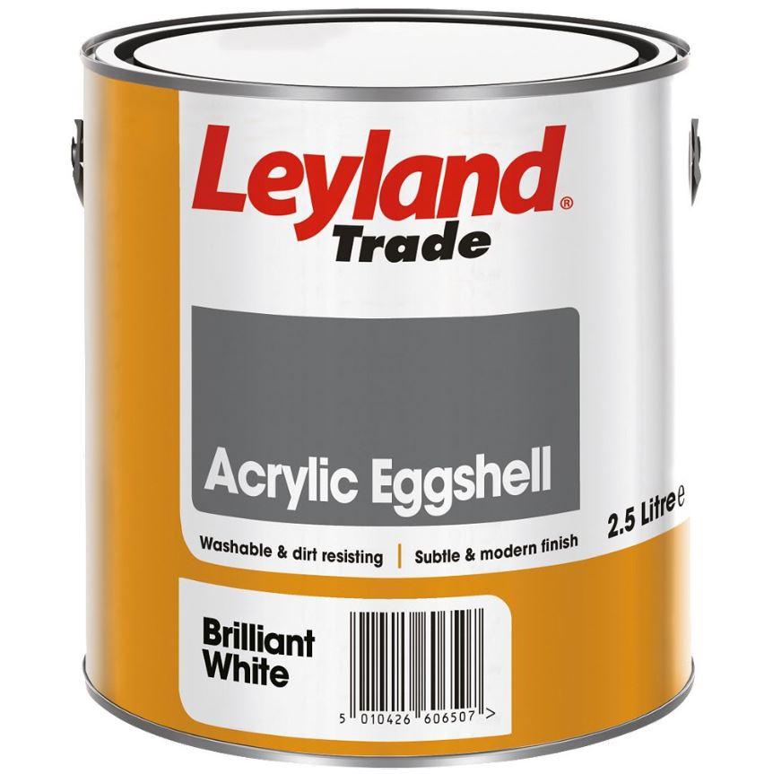 Leyland Trade Acrylic Eggshell Paint Brilliant White 2.5ltr