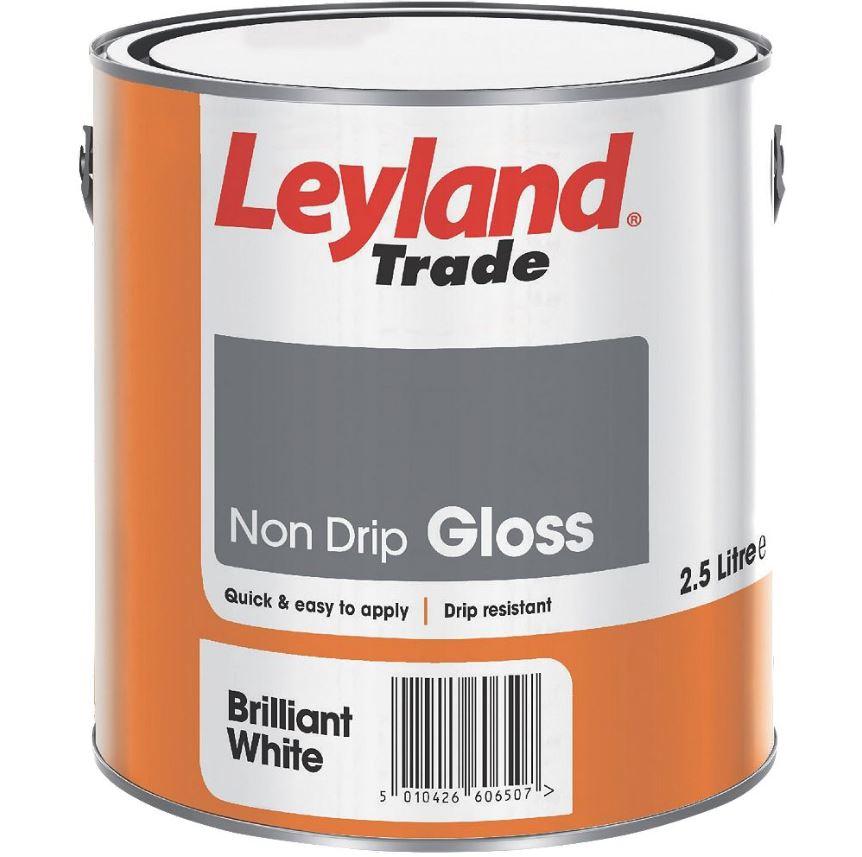 Leyland Trade Non Drip Gloss Paint Brilliant White 2.5ltr
