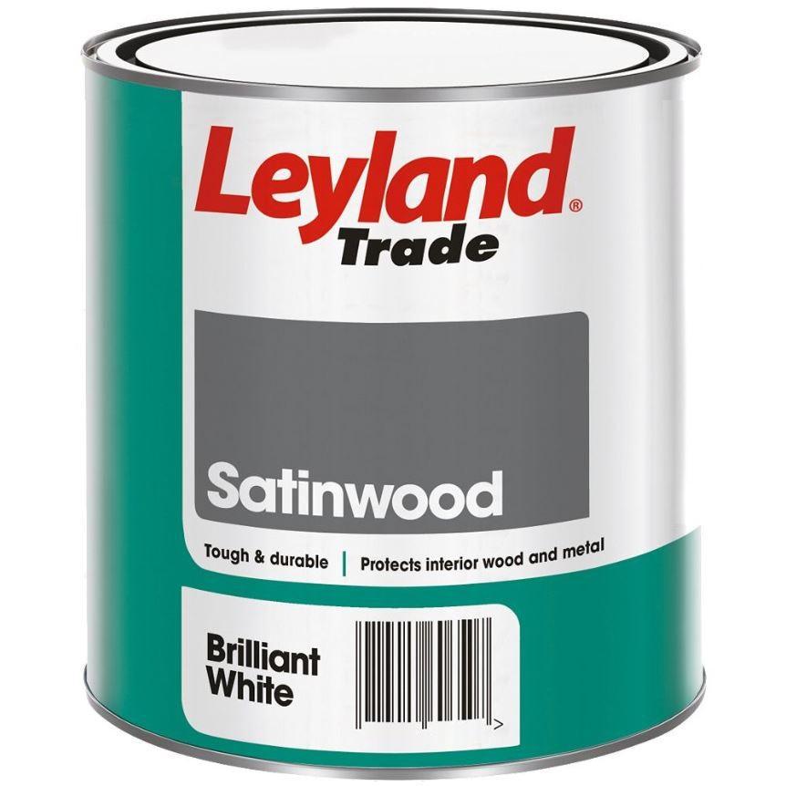 Leyland Trade Satinwood Paint Brilliant White 750ml