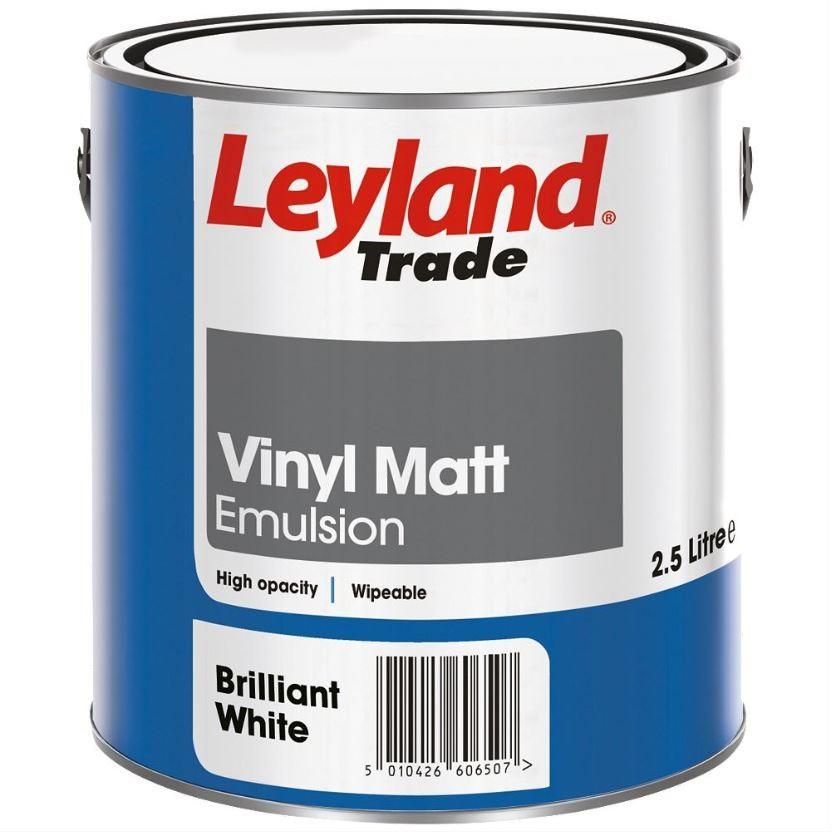 Leyland Trade Vinyl Matt Paint Brilliant White 2.5ltr