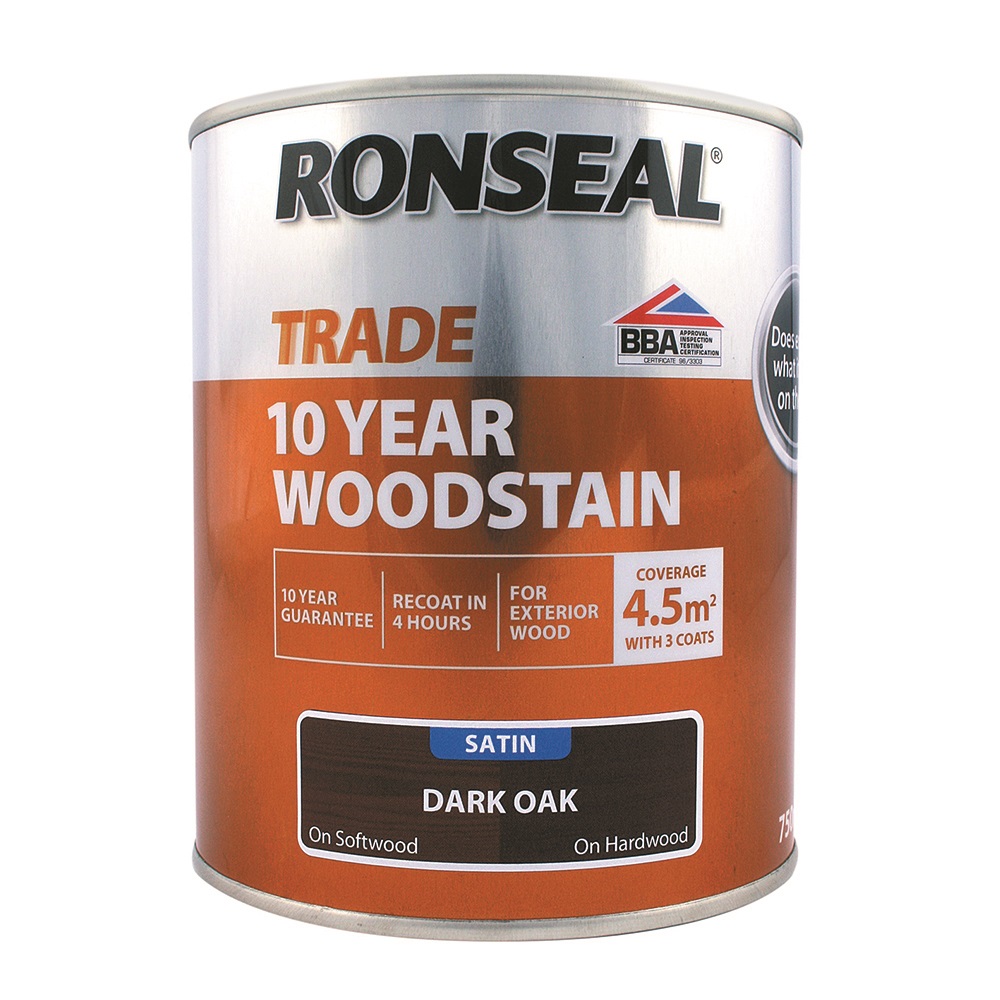 Ronseal Trade 10 Year Woodstain Satin Dark Oak 750ml