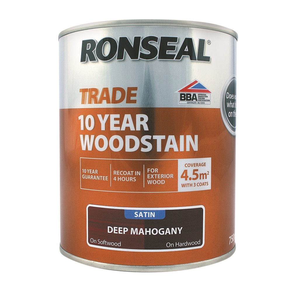 Ronseal Trade 10 Year Woodstain Satin Deep Mahogany 750ml