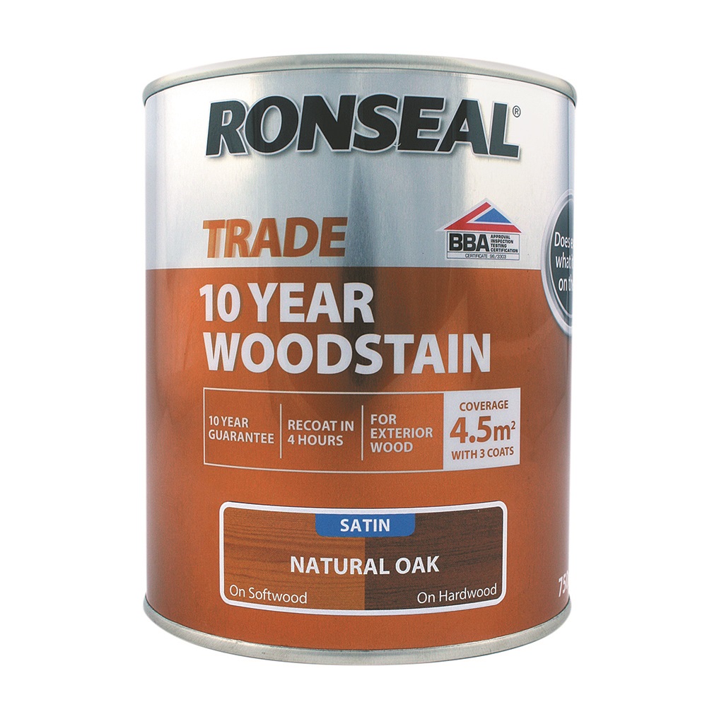 Ronseal Trade 10 Year Woodstain Satin Natural Oak 750ml