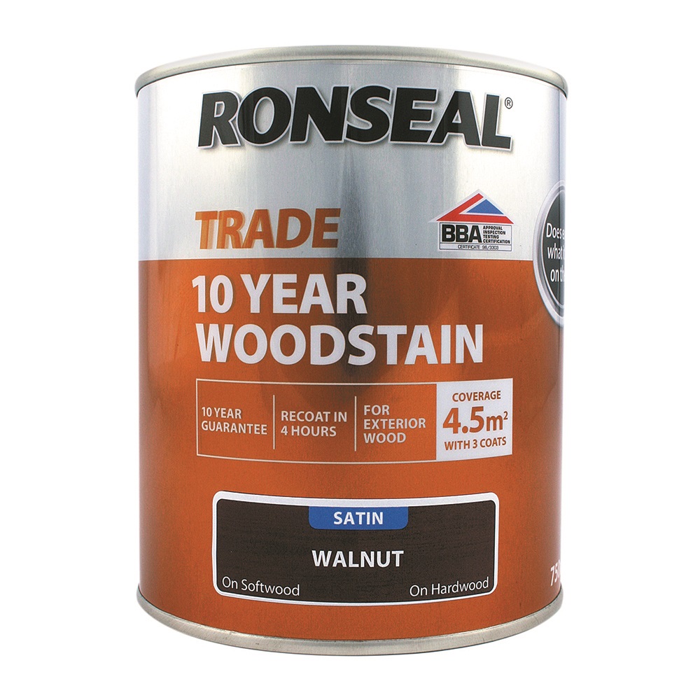 Ronseal Trade 10 Year Woodstain Satin Walnut 750ml