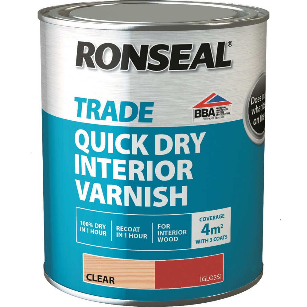 Ronseal Trade Quick Dry Interior Varnish Gloss Clear 750ml