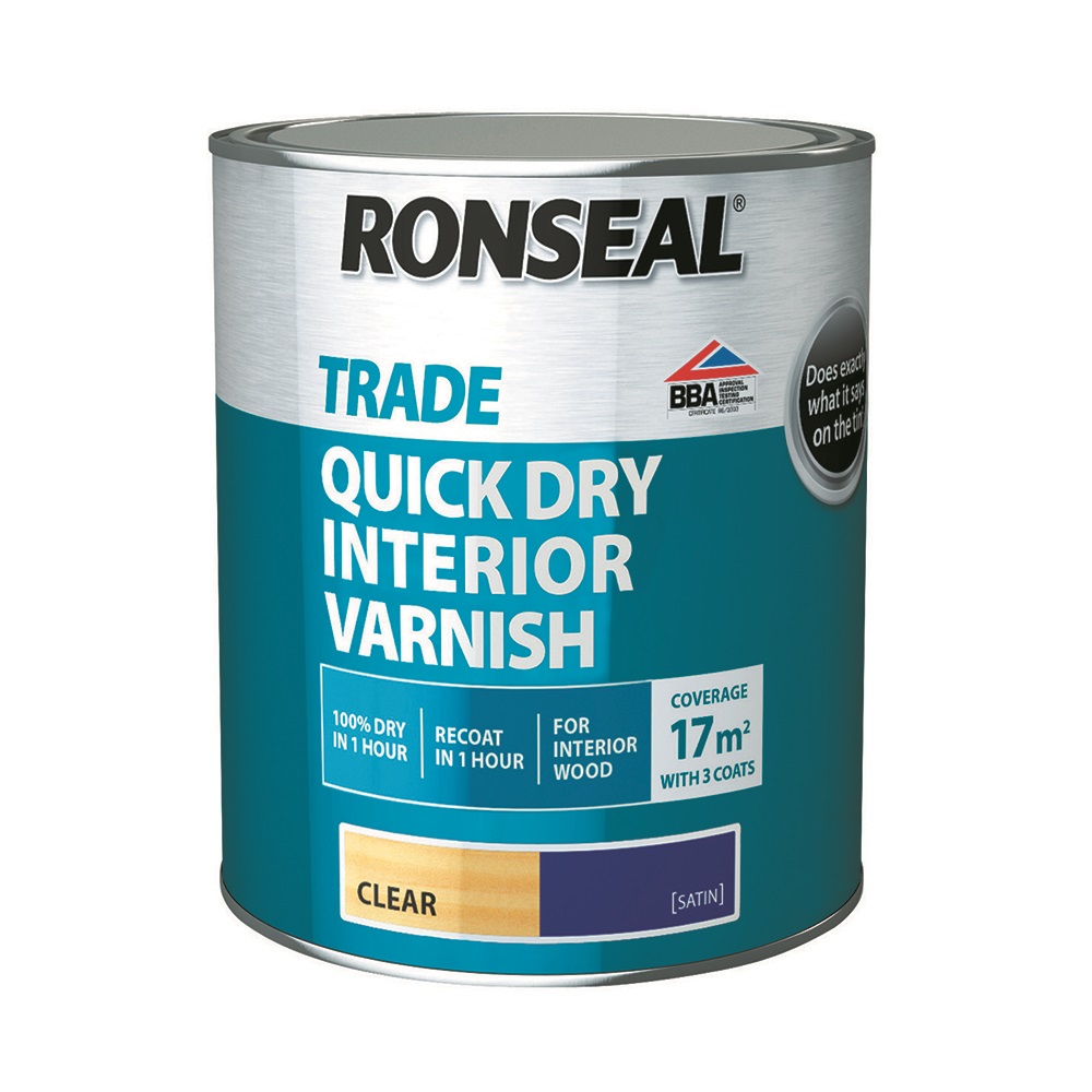 Ronseal Trade Quick Dry Interior Varnish Satin Clear 750ml