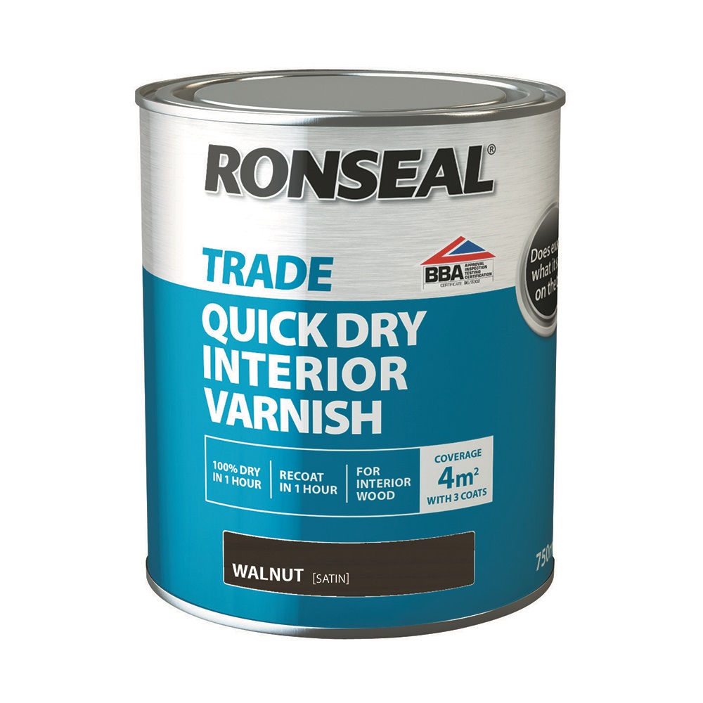 Ronseal Trade Quick Dry Interior Varnish Satin Walnut 750ml