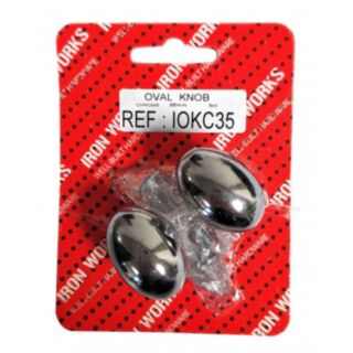 Fastpak Oval Knob Polished Chrome 35mm 2pk