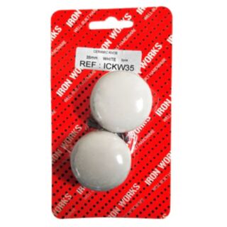 Fastpak Knob Ceramic White 35mm 2pk