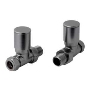JTP Vos Straight Radiator Valves Brushed Black Pair ½