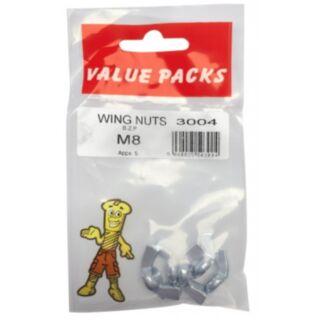 Fastpak Value Pack Wing Nuts BZP M8 5pk