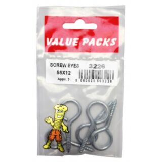 Fastpak Value Pack Screw Eye Zinc 12x55mm 4pk