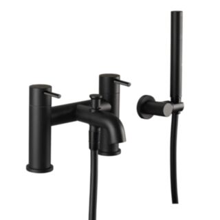 JTP Vos Deck Mounted Bath Shower Mixer Kit Matt Black
