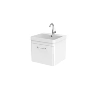 Saneux Hyde Wall Mounted One Drawer Vanity Unit Matt White 500mm