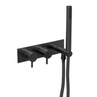 JTP Vos Designer Thermostatic Concealed Dual Outlet Shower Valve With Handset Matt Black