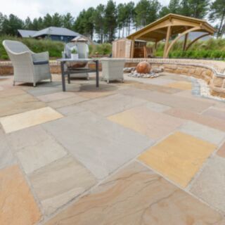 Marshalls Indian Sandstone Riven Paving Brown Multi 18x610x915mm