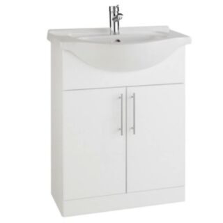 KARTELL K-VIT Infinity Two Door Vanity Unit Gloss White 300x650mm