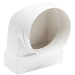 Rectangular Flat Channel 60x204mm To Round Elbow 90° Bend PVC 150mm
