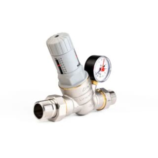 Intatec Screwed Iron Dial Up Pressure Reducing Valve With Pressure Gauge Male To Male 1