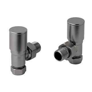 JTP Vos Angled Radiator Valves Brushed Black Pair ½