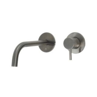 JTP Vos Designer Single Lever Wall Mounted Basin Mixer With Slim Spout Brushed Black 250mm