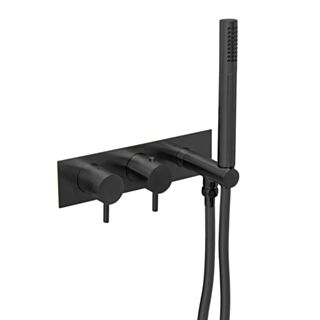 JTP Vos Thermostatic Concealed Dual Control Dual Outlet Shower Valve Handset Matt Black