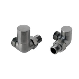 JTP Vos Corner Radiator Valves Brushed Black Pair ½