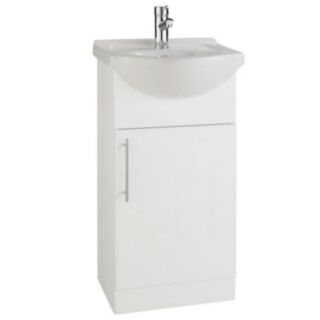 KARTELL K-VIT Infinity Single Door Vanity Unit Gloss White 300x450mm