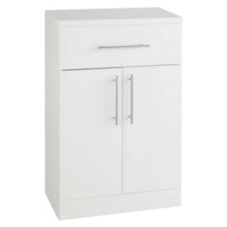 KARTELL K-VIT Infinity Floor Standing Two Door Single Drawer Vanity Unit Gloss White 300x500mm