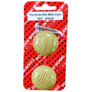 Fastpak Round Pine Knob With Metal Insert 35mm 2pk