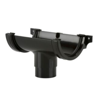 Half Round Gutter Running Outlet 112mm For 68mm Downpipe Black