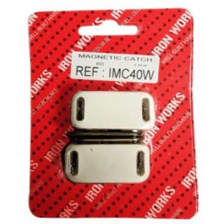 Fastpak Magnetic Cabinet Catch White 40mm 2pk