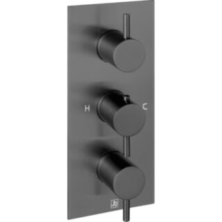 JTP Vos Designer Vertical Thermostatic Concealed Dual Outlet Shower Valve Brushed Black