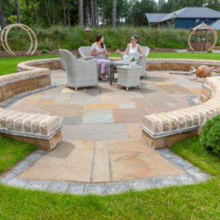 Marshalls Indian Sandstone Riven Paving Slab Brown Multi 18x610x610mm 0.37m²