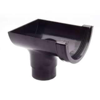 Half Round Gutter Stop End Outlet 112mm For 68mm Downpipe Black