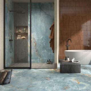 The Room Wall & Floor Tile Porcelain Polished Aqua Blue 6.5x600x1200mm