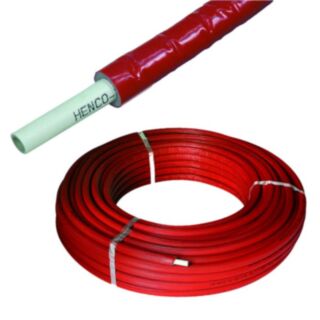 Henco Standard 13mm Pre Insulated Multilayer Pipe Red Plastic Coil 3mm Wall 32mm x 25mtr