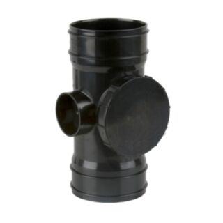 Solvent Weld Soil Access Pipe Double Socket Short PVCu Black 110mm