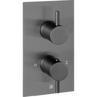 JTP Vos Designer Thermostatic Concealed Dual Outlet Shower Valve Brushed Black