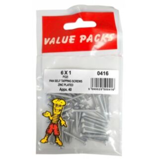 Fastpak Value Pack Self Tapping Screws Pan Head BZP 3.5x25mm (No.6 x 1) 40pk
