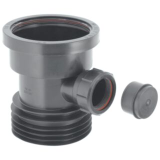 McAlpine Drain Connector With Boss & Blanking Cap Black 110mm x 1½