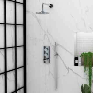 Imex Arco Thermostatic Concealed Triple Control Dual Outlet Shower Valve Chrome