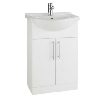 KARTELL K-VIT Infinity Two Door Vanity Unit Gloss White 300x550mm