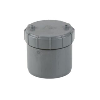 Soil & Vent Screwed Access Cap Solvent Socket Tail PVCu Solvent Grey 110mm