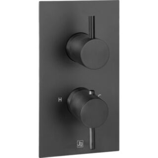 JTP Vos Designer Thermostatic Concealed Dual Outlet Shower Valve Matt Black