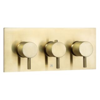 JTP Vos Designer Thermostatic Concealed Dual Outlet Shower Valve Brushed Brass