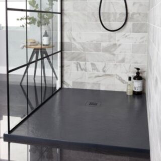 Kartell K-Vit Naturals Rectangle Shower Tray Stone Effect Graphite 700x1200mm