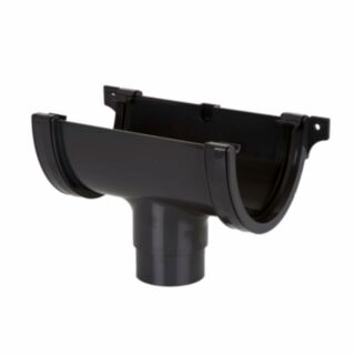 Half Round Deepstyle Gutter Running Outlet 115mm For 68mm Downpipe Black